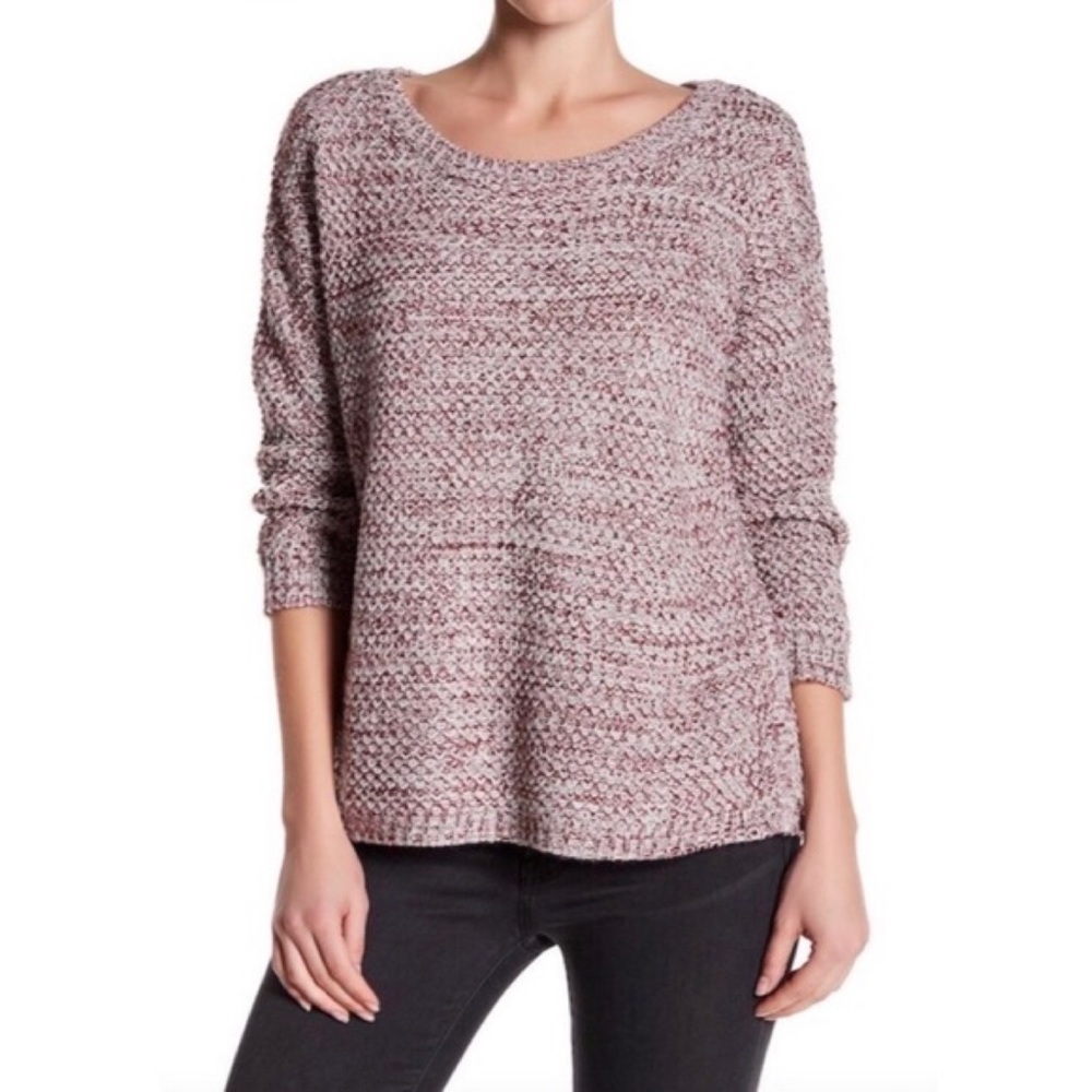 Soft Joie Delaire Cozy Side Snap Buttons Burgundy Marled Knit Sweater XXS​​​​​